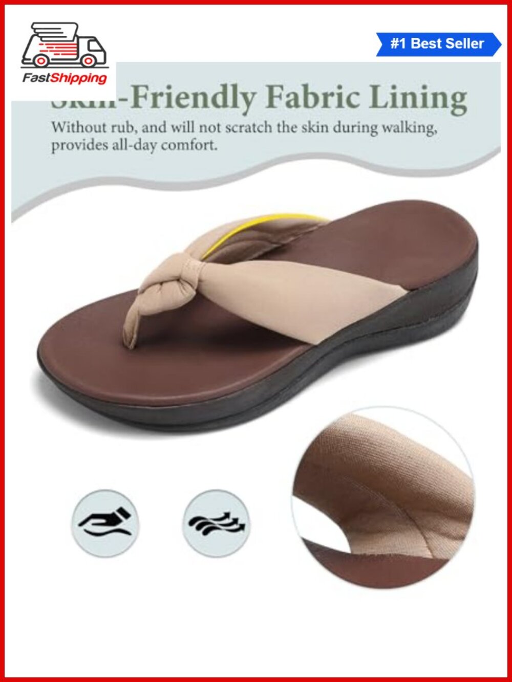 Women's Wedge Flip Flops Thick Cushion Comfort Walking Thong Sandals EVA - Picture 2 of 6